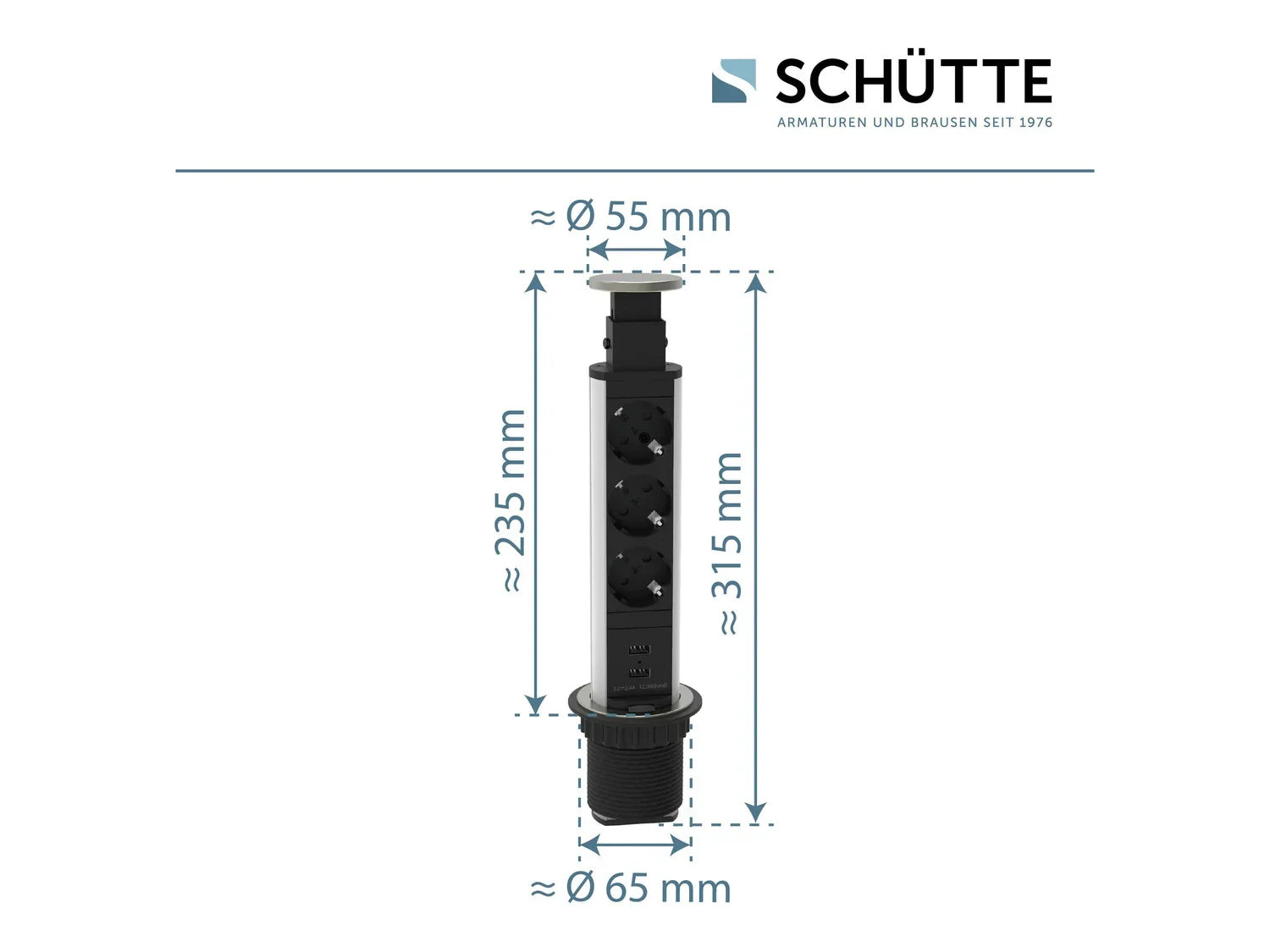 Schtte Bloc multiprises encastrable pour plan de travail